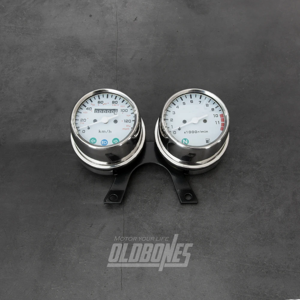 OLDBONES Cafe Racer Universal Retro Motorcycle Mechanical odometer high quality speedometer and engine speed instrument
OLDBONES Cafe Racer Universal Retro Motorcycle Mechanical odometer high quality speedometer and engine speed instrument