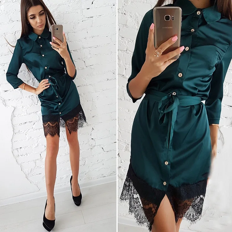 2018 New Autumn Female Party dress Women Vintage Patchwork Lace Button Dress Ladies Casual Turn-Down Collar Sashes Mini Dresses
2018 New Autumn Female Party dress Women Vintage Patchwork Lace Button Dress Ladies Casual Turn-Down Collar Sashes Mini Dresses