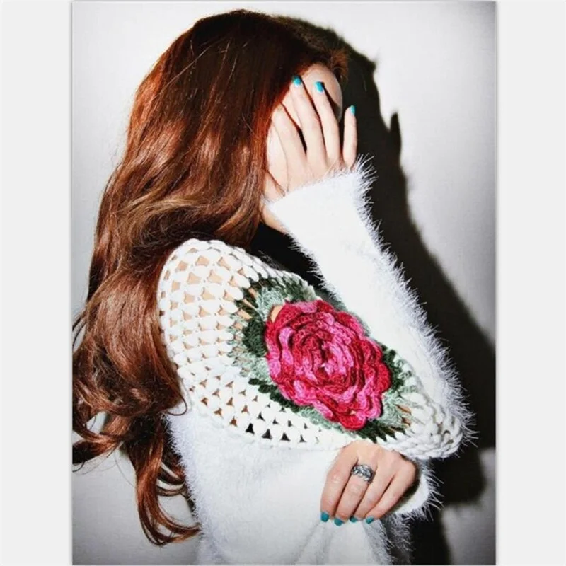 Women Mohair sweater Autumn Winter Russia China Japan Loose Big Size rose flowers embroidery Knit pullover Oblique collar Lace
Women Mohair sweater Autumn Winter Russia China Japan Loose Big Size rose flowers embroidery Knit pullover Oblique collar Lace