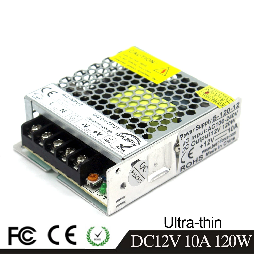 Ultra-thin 120W 12V 10A Switching power supply Driver Transformers AC110V 220V TO DC12V SMPS for Led Strip Modules Light CCTV
Ultra-thin 120W 12V 10A Switching power supply Driver Transformers AC110V 220V TO DC12V SMPS for Led Strip Modules Light CCTV