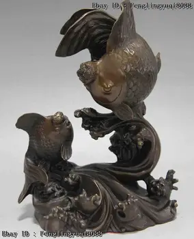 Chinese Fengshui Folk Bronze Gilt Two Gold Fish Barracuda Fishes Animal Statue
Chinese Fengshui Folk Bronze Gilt Two Gold Fish Barracuda Fishes Animal Statue