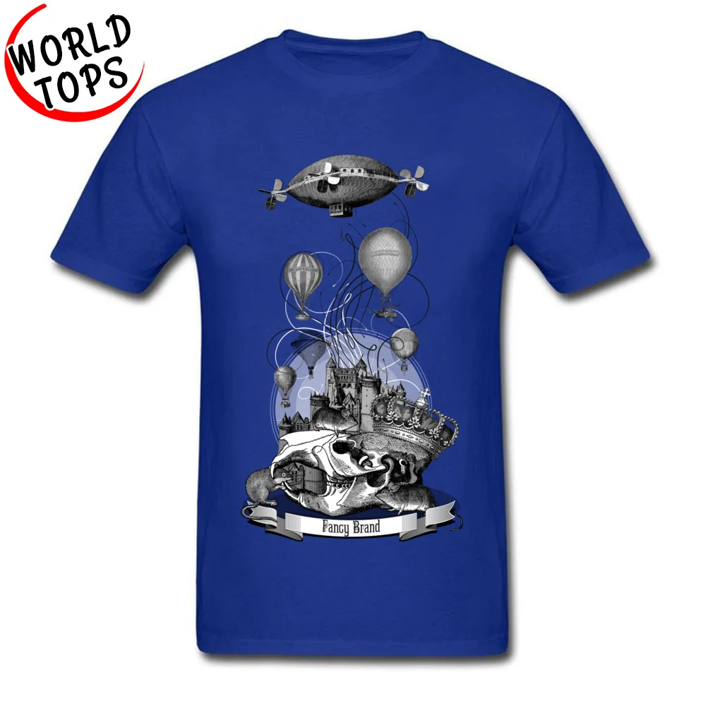 Tops & Tees Funny NEW YEAR DAY Designer Casual Short Sleeve Pure Cotton O Neck Mens T-Shirt Casual Clothing Shirt Vintage Collage with King Mouse Skull Air Baloons fnd Castle blue