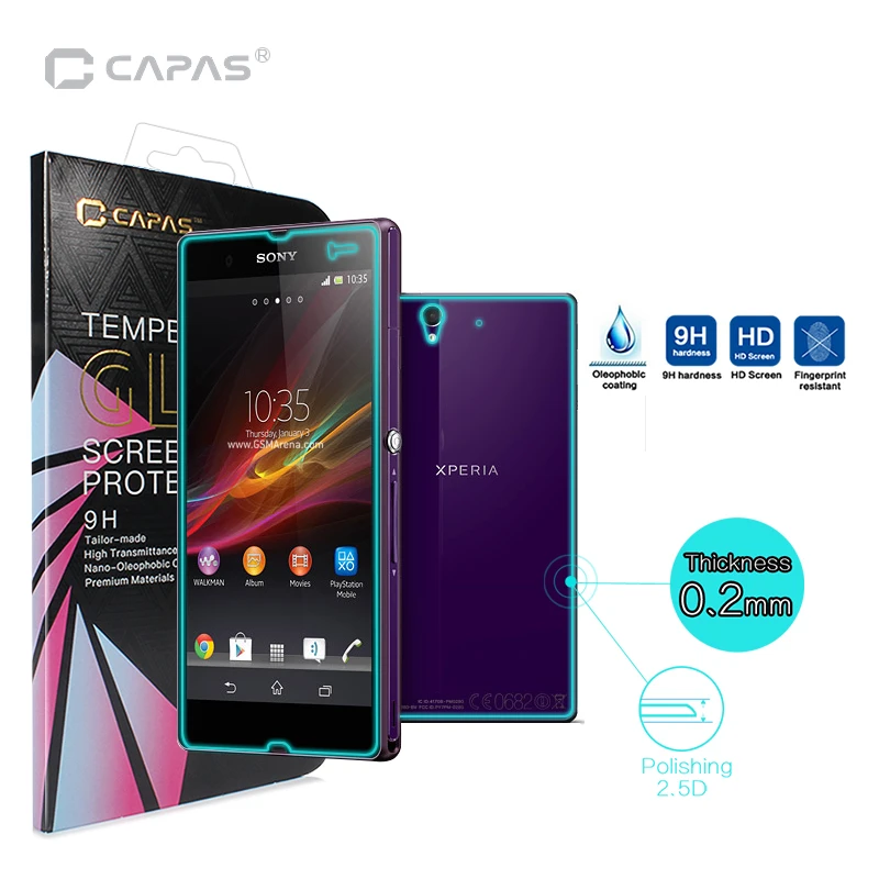 

Tempered Glass for Sony Xperia Z L36H C6603 Screen Protector Original CAPAS Front + Back Full Body Protective Film LCD Guard