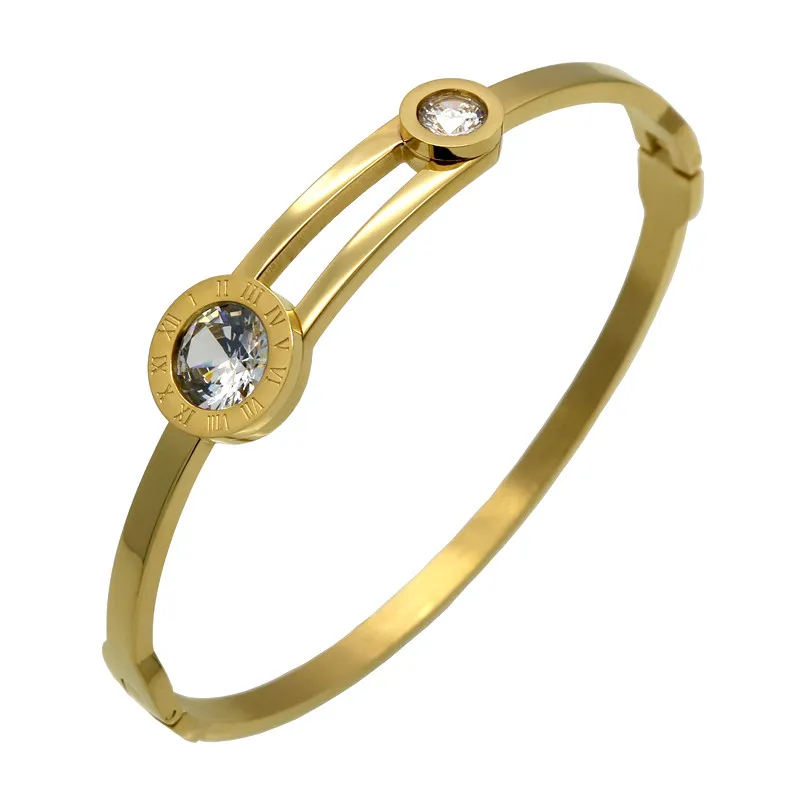 New Shiny Two Crystal Bracelet For Women Stainless Steel Gold Colour Roman Bracelets Luxurious Love Bangles Jewelry Pulseira
New Shiny Two Crystal Bracelet For Women Stainless Steel Gold Colour Roman Bracelets Luxurious Love Bangles Jewelry Pulseira