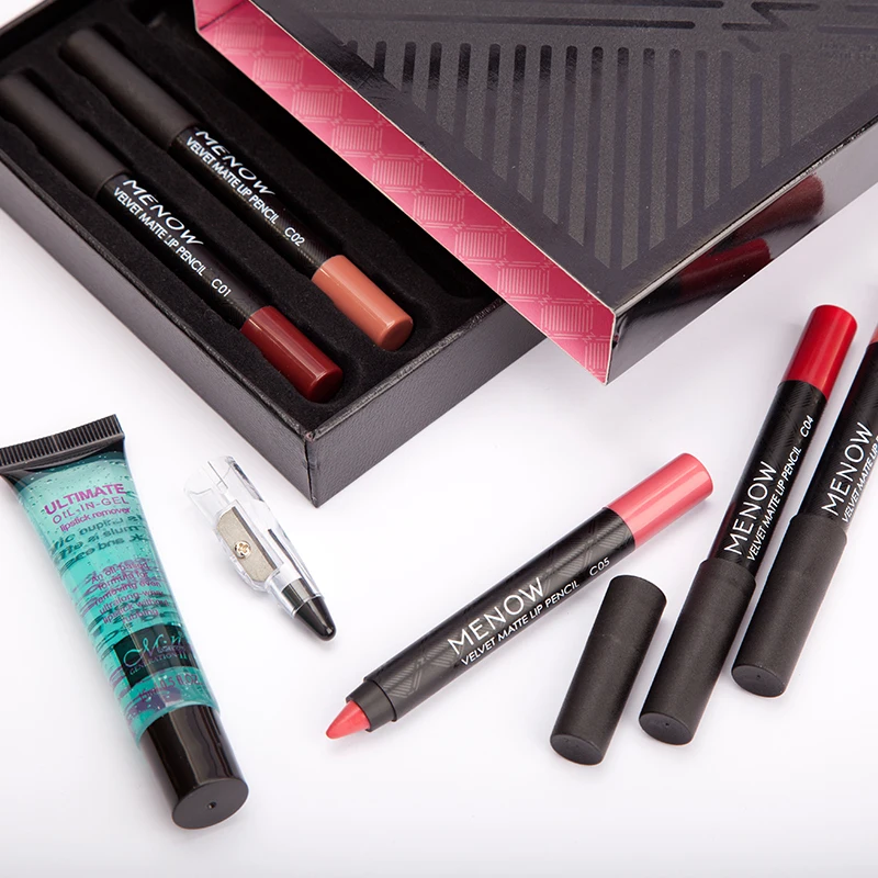 MENOW-Brand-Make-up-set-6-kiss-proof-Lipstick-Pencil-sharpener-remover-Cosmetic-combination-Waterproof-Lip