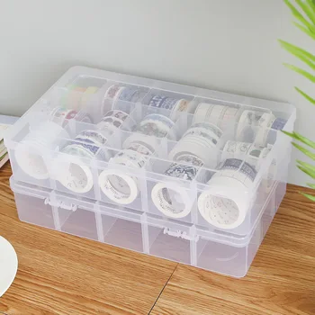 1pcs simple style 15 grids Washi tape storage box simple and transparent paper tape box around the storage box
1pcs simple style 15 grids Washi tape storage box simple and transparent paper tape box around the storage box