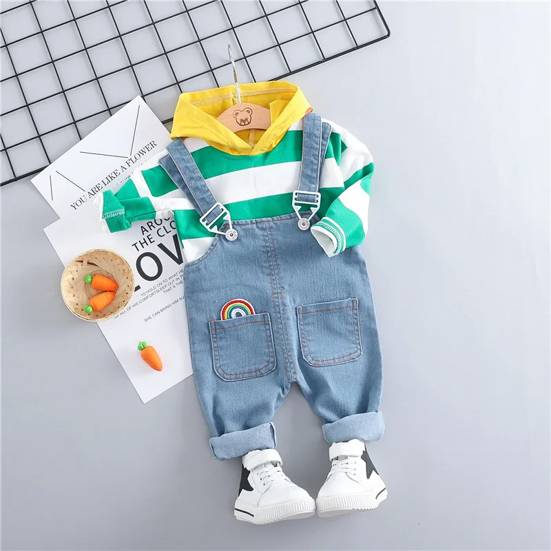 Autumn Baby Clothes Set Long Sleeve Spring 1-3Y Cartoon Boys Striped T shirts+Denim Overall Pants 2pcs Cotton Casual Suits
Autumn Baby Clothes Set Long Sleeve Spring 1-3Y Cartoon Boys Striped T shirts+Denim Overall Pants 2pcs Cotton Casual Suits