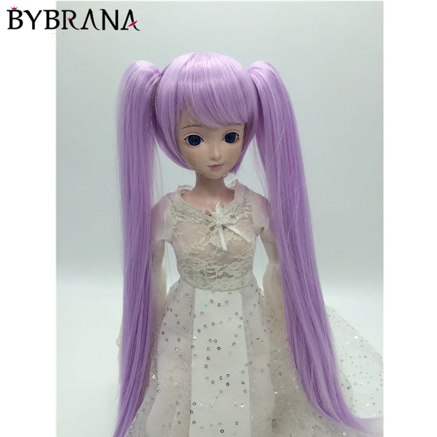 

Bybrana Ye Luoli night loli doll wig bjd sd doll wig long hair Neat bangs double ponytail anime wig