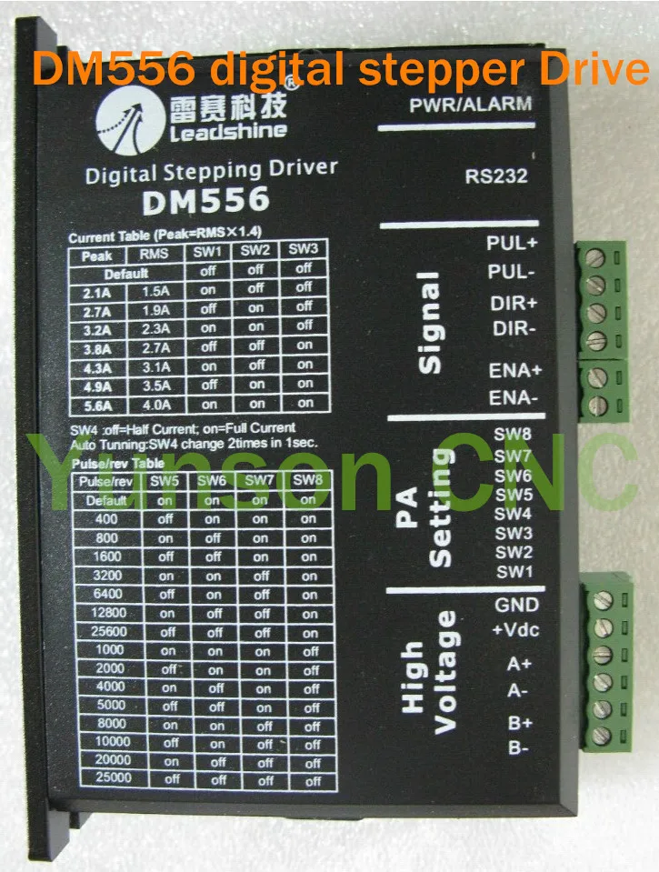 Leadshine DM556 2-фазный цифровой шаговый двигатель привод 20-50VDC 0.1A до 5.6A для NEMA23 NEMA34 CNC