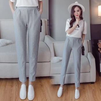 2019 trousers Korean version of the elastic waist vertical stripes casual pants female England loose feet nine pants harem pants
2019 trousers Korean version of the elastic waist vertical stripes casual pants female England loose feet nine pants harem pants