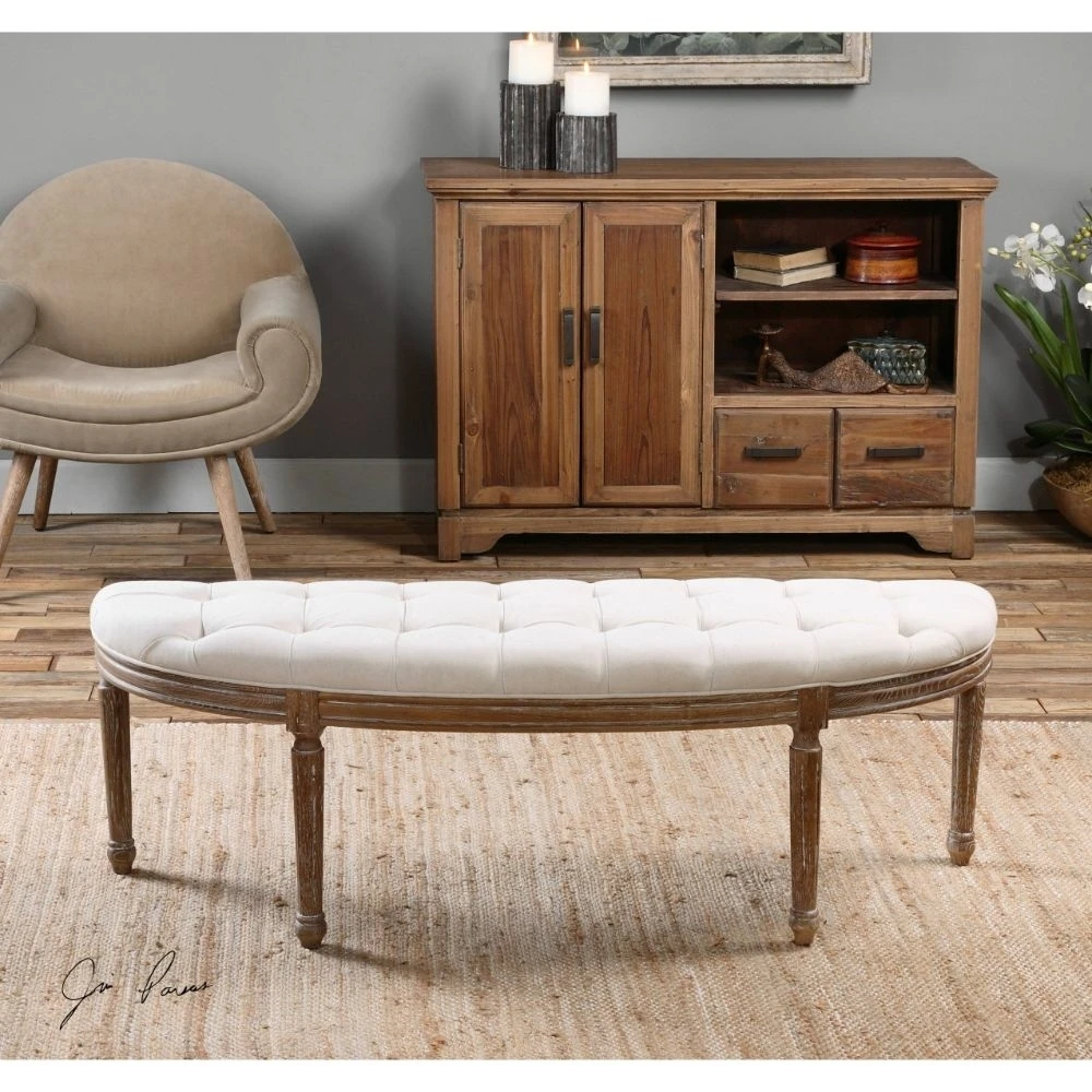 Leggett Tufted White Bench (1)
