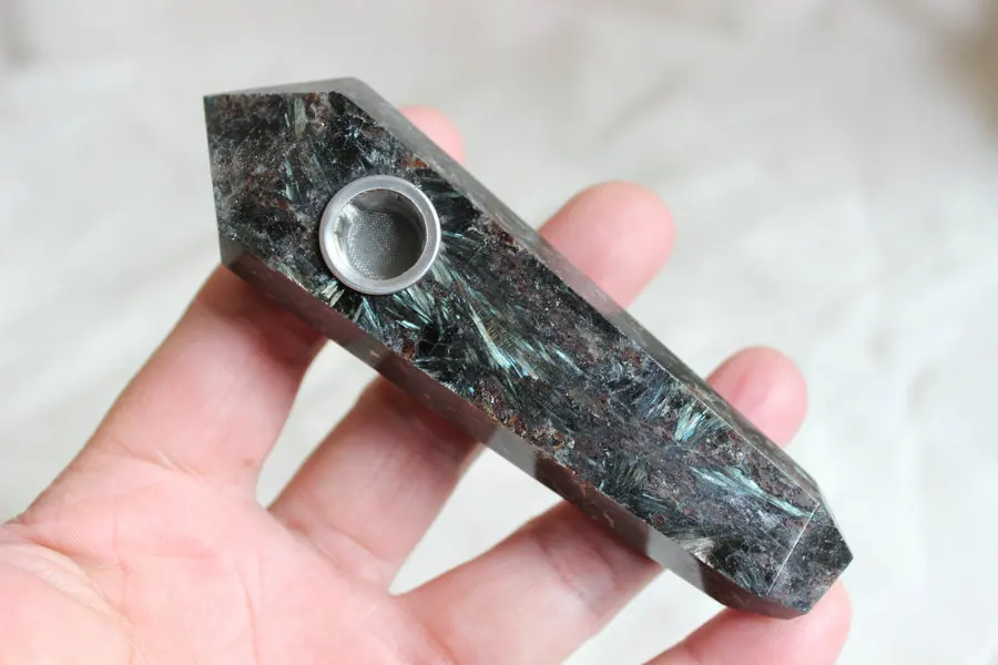 Natural Astrophylite Garnet Blue Flashes Crystal Wand Smoking Pipe + Cstrainer,CDHC
Natural Astrophylite Garnet Blue Flashes Crystal Wand Smoking Pipe + Cstrainer,CDHC
