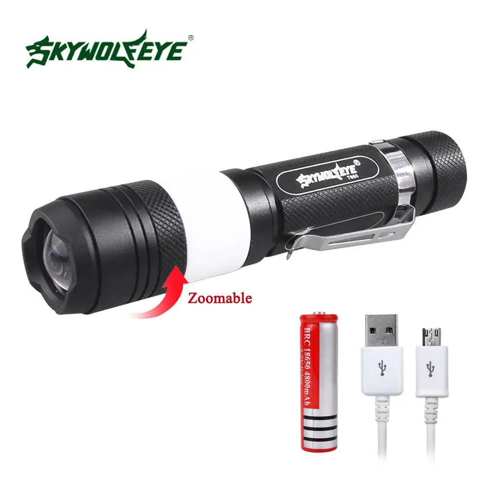 SKYWOLFEYE 3800LM Tactical Torch Zoomable waterproof LED Flashlight Torch pocket clip for Camping Light + 4800mAh 18650 Battery
SKYWOLFEYE 3800LM Tactical Torch Zoomable waterproof LED Flashlight Torch pocket clip for Camping Light + 4800mAh 18650 Battery