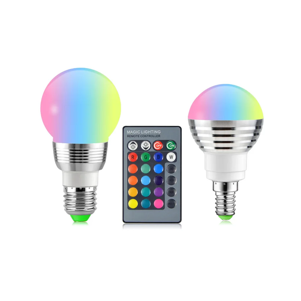 

E27 E14 LED RGB lamp Bulb AC110V 220V 5W 7W LED RGB Spot light Dimmable Novelty Holiday RGB lights+IR Remote Control 16 color