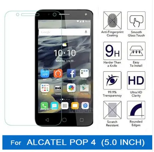 Фото 2Pack Tempered glass for alcatel pop 4 screen protector 9H 2.5D lcd protective film one touch pop4 5051 5051d | Мобильные телефоны