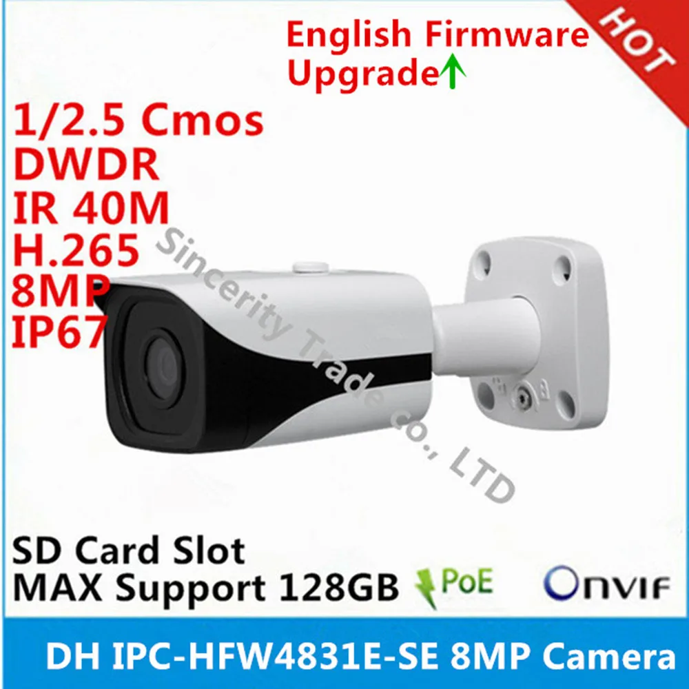 original Dahua IPC-HFW4831E-SE Ultra HD 8MP built-in sd card slot IP67 IR40M POE 4K IP Camera replace IPC-HFW4830E-S
original Dahua IPC-HFW4831E-SE Ultra HD 8MP built-in sd card slot IP67 IR40M POE 4K IP Camera replace IPC-HFW4830E-S