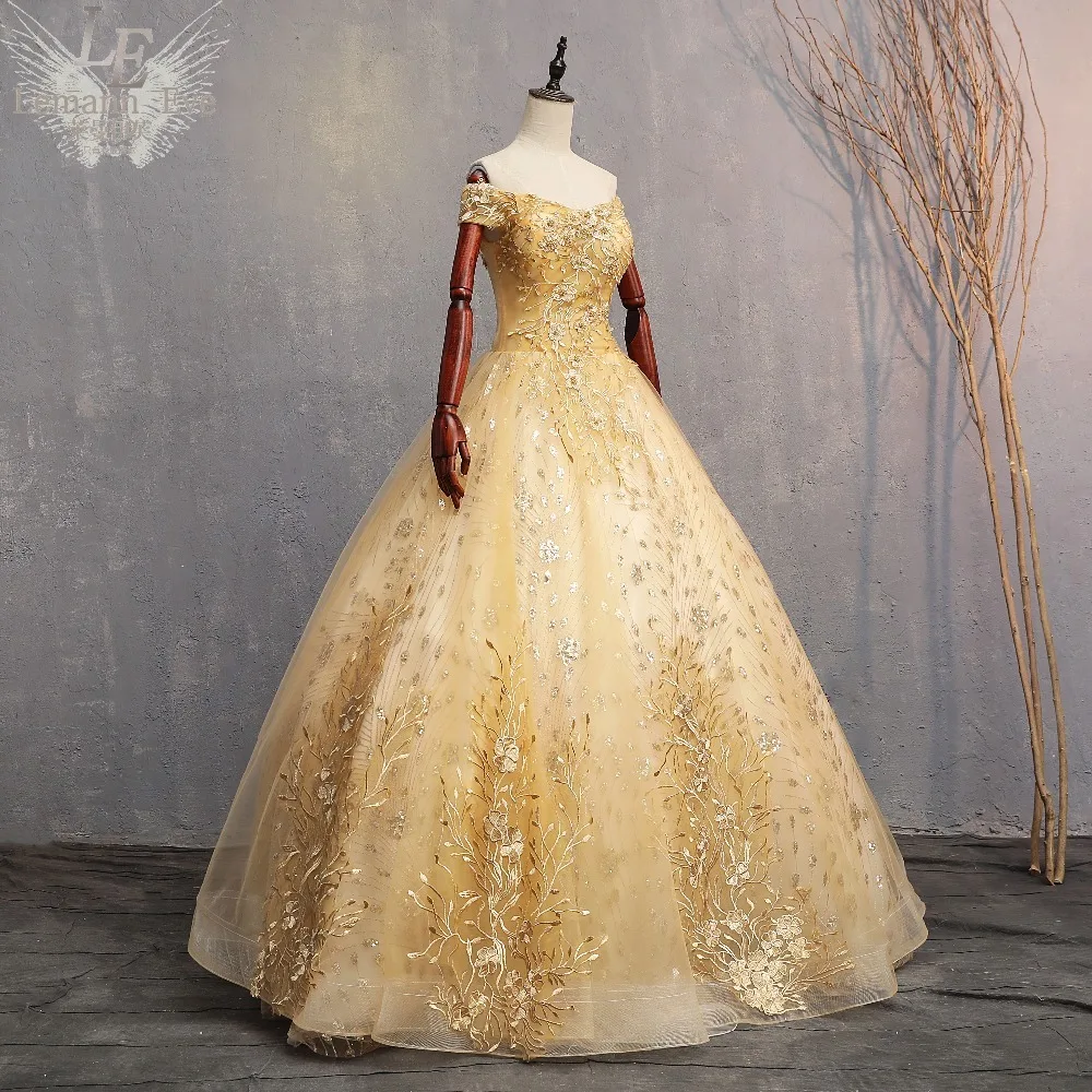 

H Real Golden Floral Vine Embroidery Ball Gown Medieval Renaissance Gown Sissi Princess Dress Victorian /marie Antoinette/ Belle