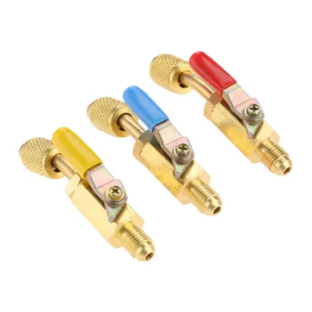 3Pc Angled Ball Valve 1/4" SAE Swivel Adapter For A/C R134A R410A Refrigerant Charging Hoses Tools Air Conditioning Valve Copper
3Pc Angled Ball Valve 1/4" SAE Swivel Adapter For A/C R134A R410A Refrigerant Charging Hoses Tools Air Conditioning Valve Copper