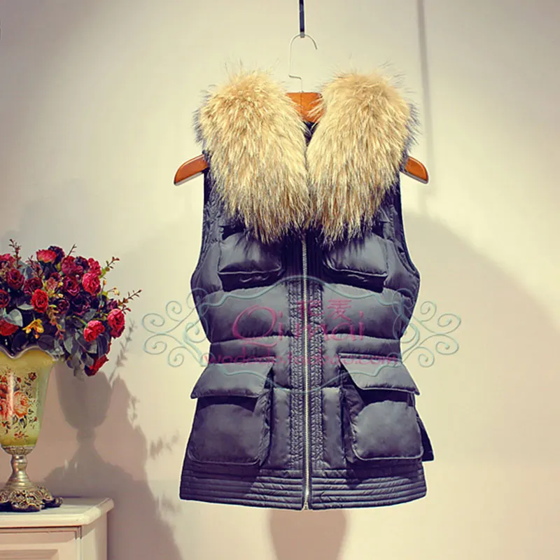 Real Raccoon Fur Vest Winter Jacket Women Short Coat Slim Hooded Winter Women's Vest Solid Down Vests Women Vests Female Winter
Real Raccoon Fur Vest Winter Jacket Women Short Coat Slim Hooded Winter Women's Vest Solid Down Vests Women Vests Female Winter
