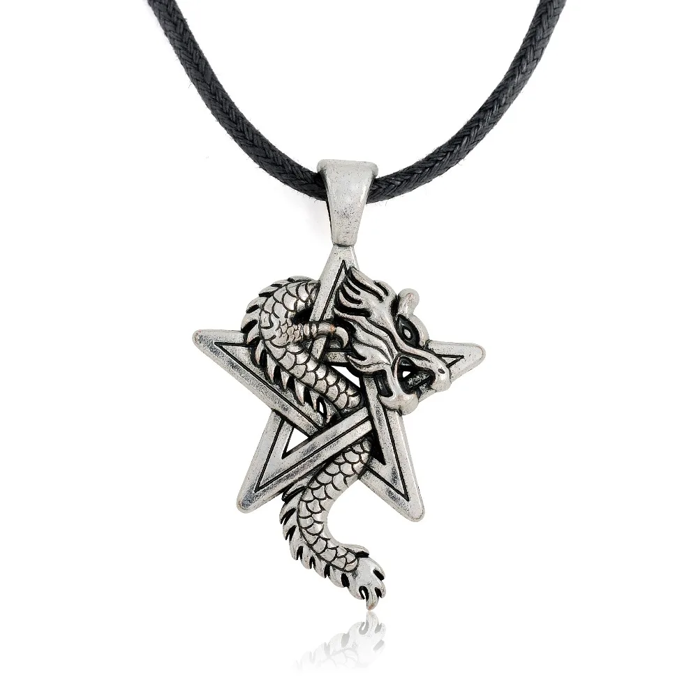 my shape Pewter Dragon on Pentacle Pentagram Star Gothic Fantasy Pendant Mens Leather Necklace
my shape Pewter Dragon on Pentacle Pentagram Star Gothic Fantasy Pendant Mens Leather Necklace