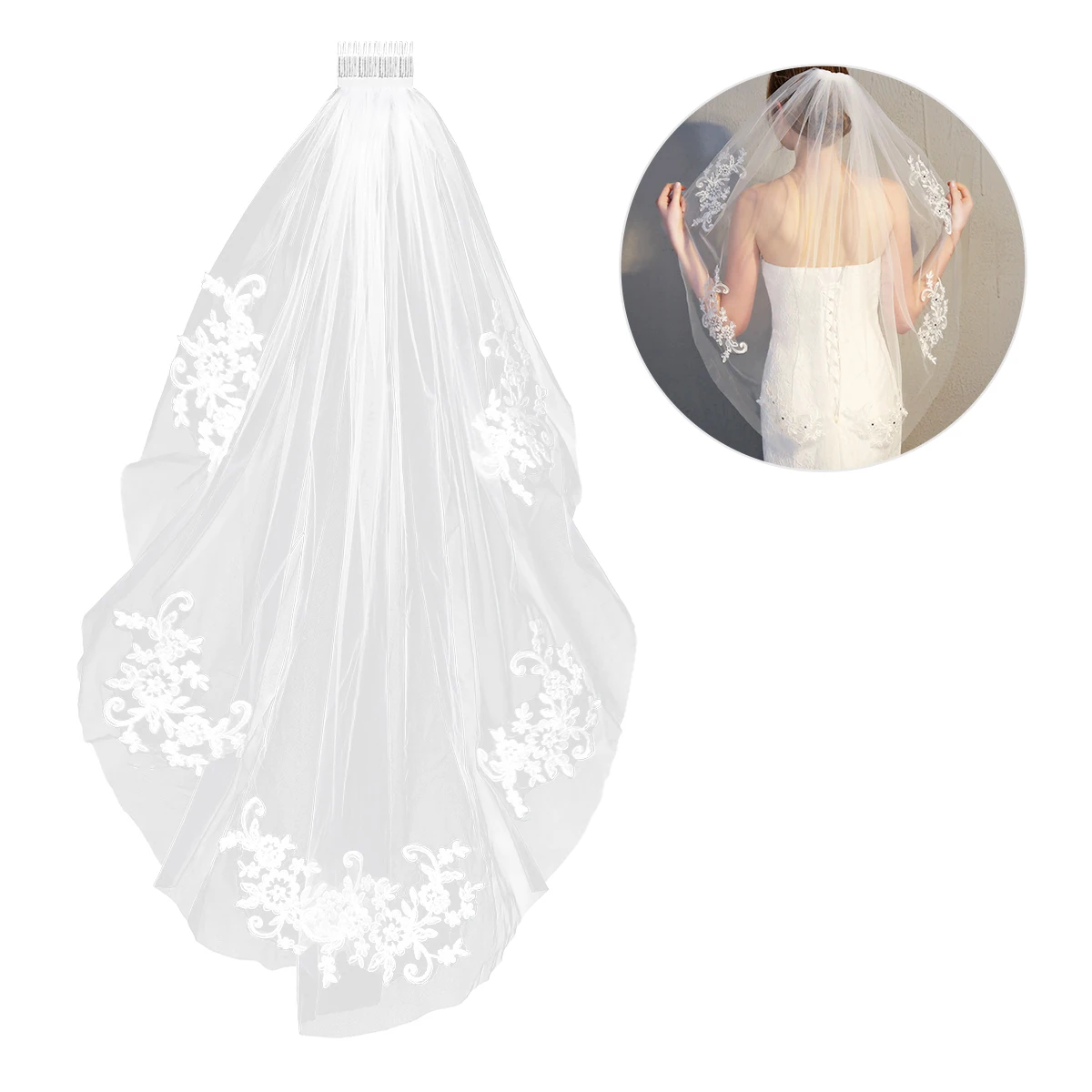 Bridal Veils Elegant Rhinestone Lace Veil Wedding Veil Hair Accessory Hearwear Heardress for Baptism Wedding Communion
Bridal Veils Elegant Rhinestone Lace Veil Wedding Veil Hair Accessory Hearwear Heardress for Baptism Wedding Communion