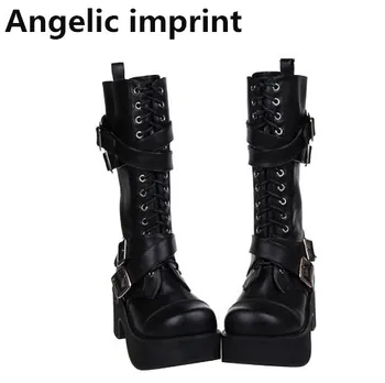 Angelic imprint mori girl Women punk motorcycle boots lady lolita Mid-calf Boots woman high trifle heels pumps platform shoes 47
Angelic imprint mori girl Women punk motorcycle boots lady lolita Mid-calf Boots woman high trifle heels pumps platform shoes 47