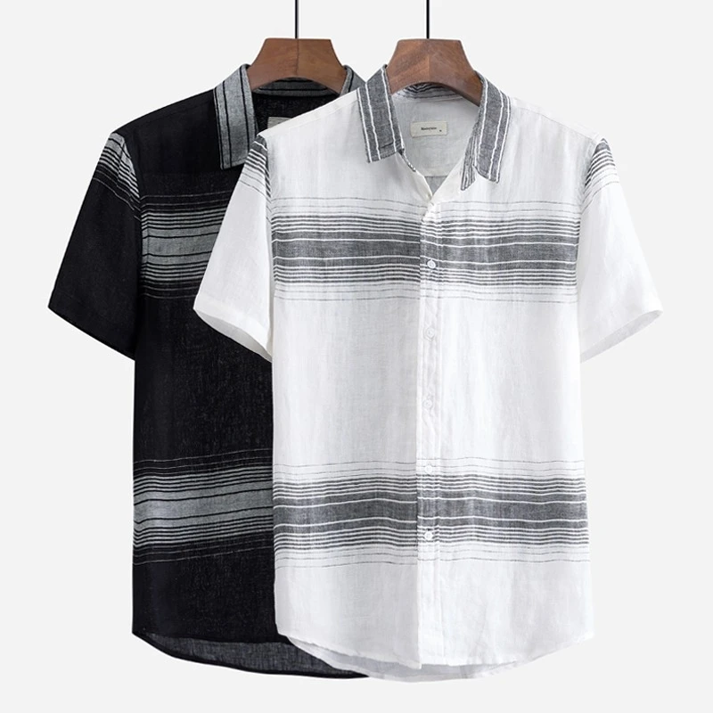 Men Summer Fashion Brand Japan Style Vintage Simple Striped Linen Short Sleeve Shirt Male Casual Loose Thin White Black Shirt
Men Summer Fashion Brand Japan Style Vintage Simple Striped Linen Short Sleeve Shirt Male Casual Loose Thin White Black Shirt