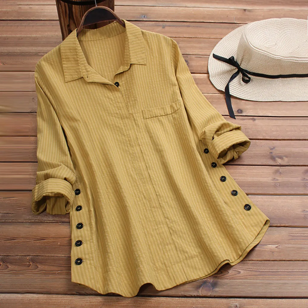 Feitong Women Casual Loose Pocket blouse Female Linen Solid Color Button Long Shirt Blouses And Tops blusas mujer de moda 2019
Feitong Women Casual Loose Pocket blouse Female Linen Solid Color Button Long Shirt Blouses And Tops blusas mujer de moda 2019