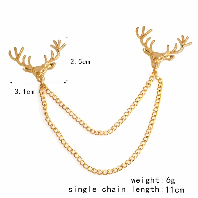 QIHE JEWELRY Vintage Personalized Deer Collar Pin Factory Direct Sales Fashion Jewelry Retro Brooch Shirt Collar Pin Brooch 14