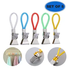 5 יח'\סט בגדי יתדות מתכת נירוסטה אטבי כביסה צבעוני כביסה תה מגבת תלייה קליפים לולאות מטבח אמבטיה לארגן(China)