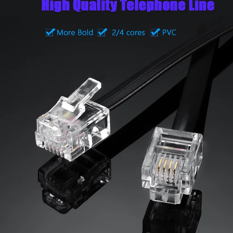 Фото Телефонный Шнур проводной кабель 6P4C RJ11 DSL модем для передачи факса в стену | Телефонные кабели (33039109307)