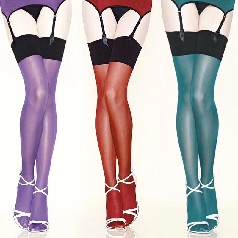 New Sexy Multicolor Color Stockings With Rib Top For Women 30D Oil Shine Retro Elastic Soft Material Medias Ladies Collant
New Sexy Multicolor Color Stockings With Rib Top For Women 30D Oil Shine Retro Elastic Soft Material Medias Ladies Collant