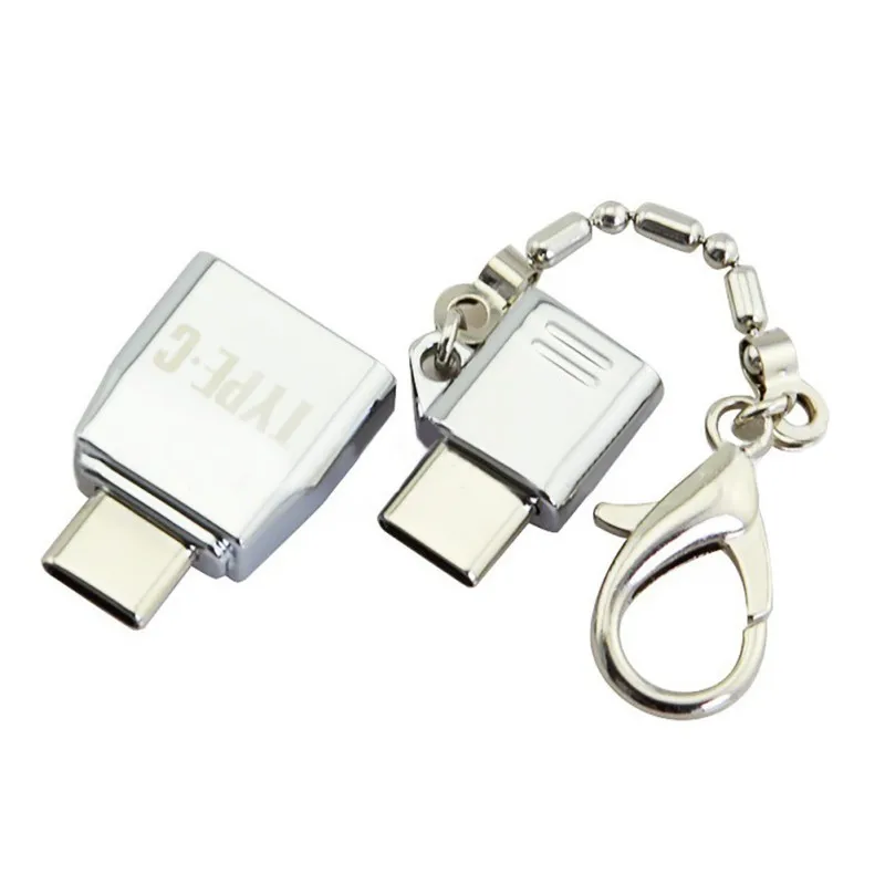 Zinc Alloy Key Chain Type-C Adapter Micro USB To Type C +USB OTG Converter For Samsung/Xiaomi/HuaWei/OnePlus Phones |