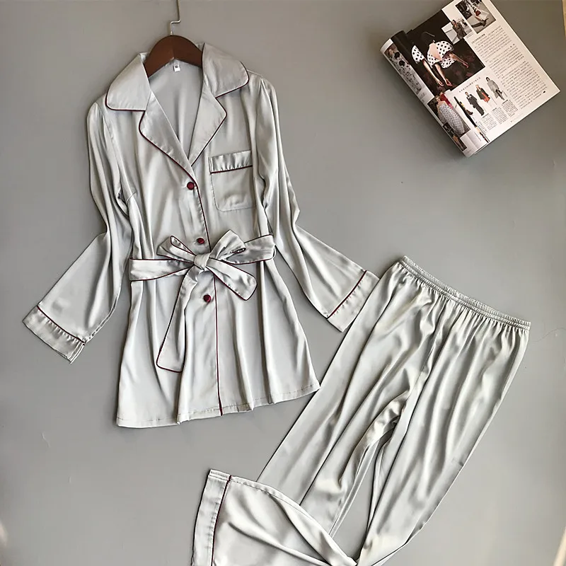 ZOOLIM Autumn Silk Winter Pajamas Women Sexy Women's Pajamas with Pants Satin Pajamas Set Nightwear Sashes Sleepwear
ZOOLIM Autumn Silk Winter Pajamas Women Sexy Women's Pajamas with Pants Satin Pajamas Set Nightwear Sashes Sleepwear