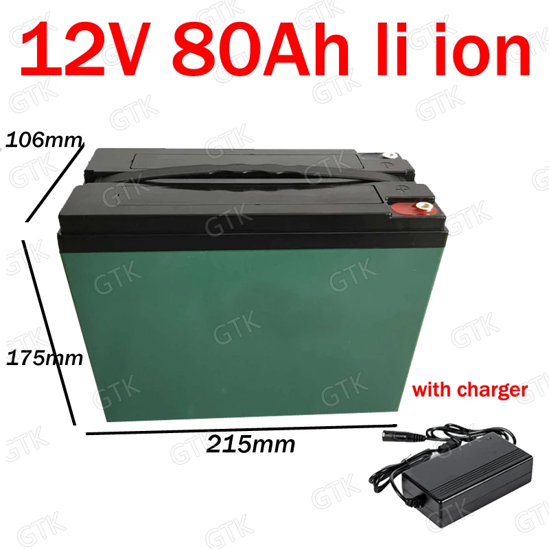 GTK waterproof 12v 80ah lithium ion battery 18650 BMS 3S li ion for caravan Household appliances Medical equipment +10A charger
GTK waterproof 12v 80ah lithium ion battery 18650 BMS 3S li ion for caravan Household appliances Medical equipment +10A charger