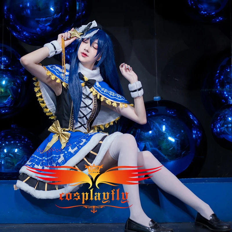 Аниме Love Live COS Umi Sonoda игра Пробуждение девушка косплей костюм синий плащ бальное
