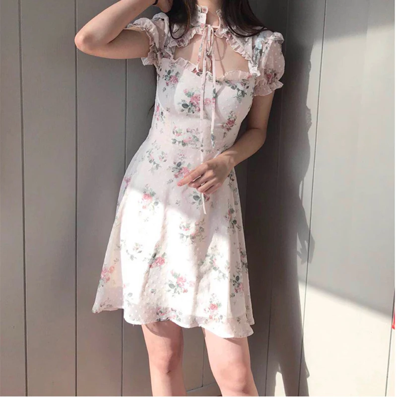 Summer Vintage Elegant Floral Dress Women Sexy Hollow Out Slim Short Sleeve Chiffon Dress for Sweet Girls Pink Blue
Summer Vintage Elegant Floral Dress Women Sexy Hollow Out Slim Short Sleeve Chiffon Dress for Sweet Girls Pink Blue