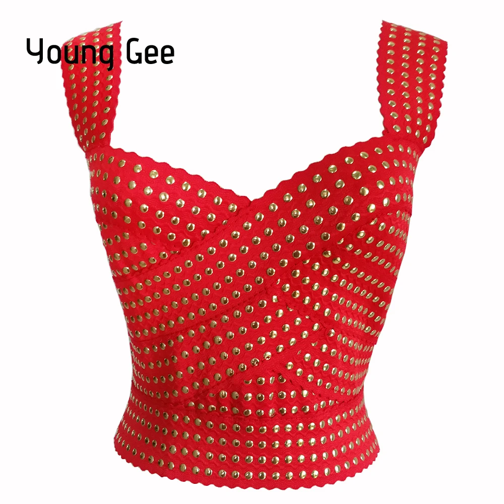 Young Gee Women's Sexy Bandage Crop Top Summer Punk Rivets Vest High Street Stretch Strap Back Zipper Tank Tops femme Streetwear
Young Gee Women's Sexy Bandage Crop Top Summer Punk Rivets Vest High Street Stretch Strap Back Zipper Tank Tops femme Streetwear