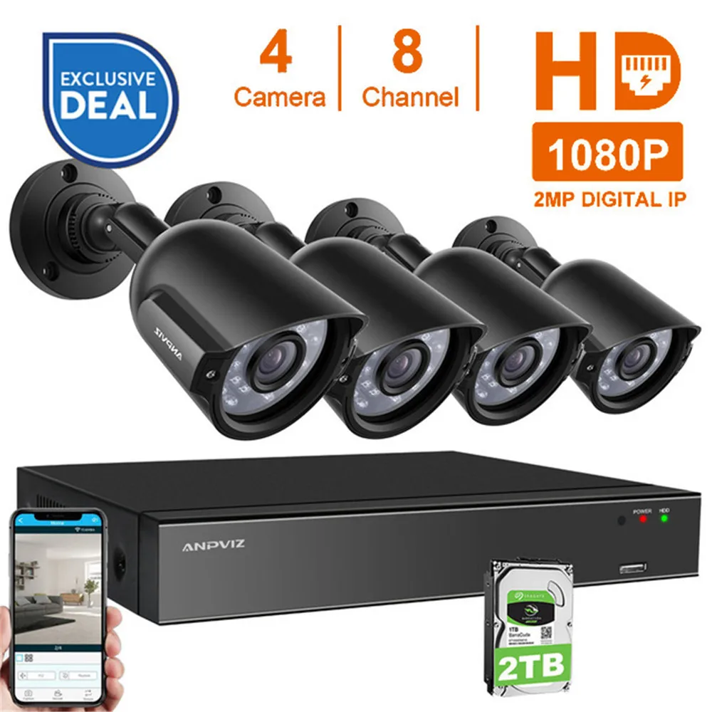 

8CH 1080P POE NVR Kit CCTV Security System 4PCS 2.0MP Vandalproof Bullet Indoor Outdoor IP Camera P2P Video Surveillance System