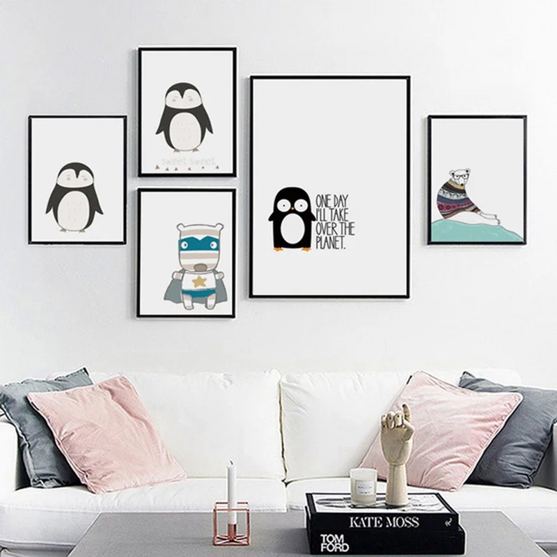 Lovely Cartoon Animals Superman Penguin Polar Bear Canvas Art Painting Nordic Poster Baby Room Home Decoration Wall Pictures
Lovely Cartoon Animals Superman Penguin Polar Bear Canvas Art Painting Nordic Poster Baby Room Home Decoration Wall Pictures