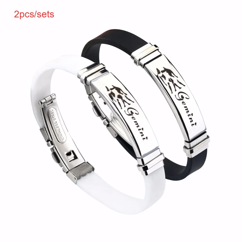 2pcs/set Couple 12 Constellations Silicone Bracelet Fashion Jewelry Stainless Steel Casual Zodiac Punk Rubber Bracelet Men Women
2pcs/set Couple 12 Constellations Silicone Bracelet Fashion Jewelry Stainless Steel Casual Zodiac Punk Rubber Bracelet Men Women