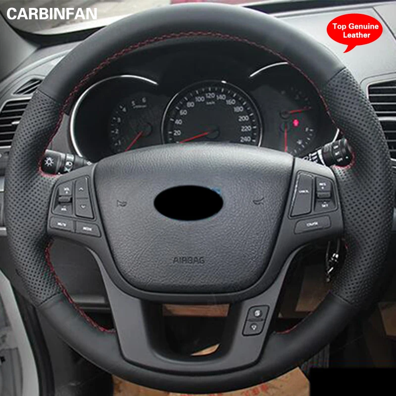 Black Top Layer Leather Hand-stitched Car Steering Wheel Cover For Kia Sorento 2009-2014 Kia Cadenza K7 2011-2015
Black Top Layer Leather Hand-stitched Car Steering Wheel Cover For Kia Sorento 2009-2014 Kia Cadenza K7 2011-2015