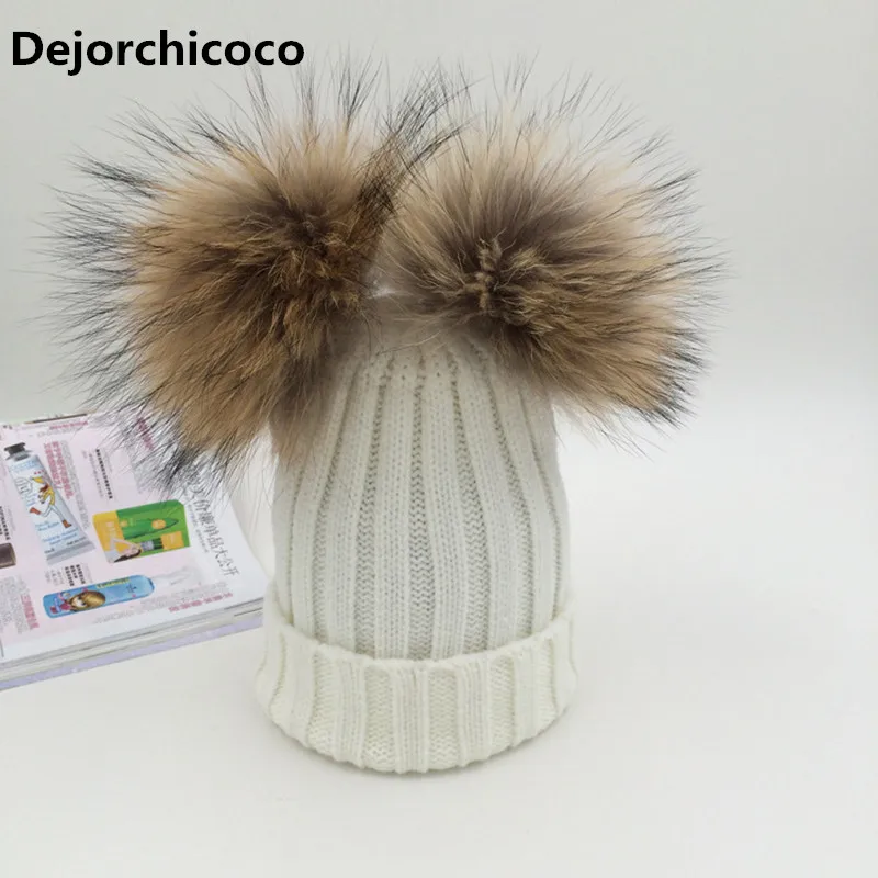 Dejorchicoco Kids Girls Hats Real Fur Children Girl's Knitted Crochet Beanie Caps With Pom Poms Fur Two Ball Double Pompoms Hat
Dejorchicoco Kids Girls Hats Real Fur Children Girl's Knitted Crochet Beanie Caps With Pom Poms Fur Two Ball Double Pompoms Hat