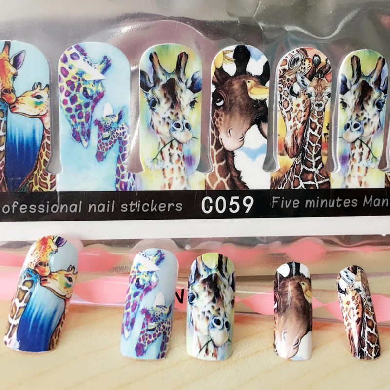 2 Sheets/lot Cute Giraffe Deer Charming Wolf Dog Animal Designs Nail Art Stickers Speed-up Manicure Decals DIY Tip C059 C063
2 Sheets/lot Cute Giraffe Deer Charming Wolf Dog Animal Designs Nail Art Stickers Speed-up Manicure Decals DIY Tip C059 C063