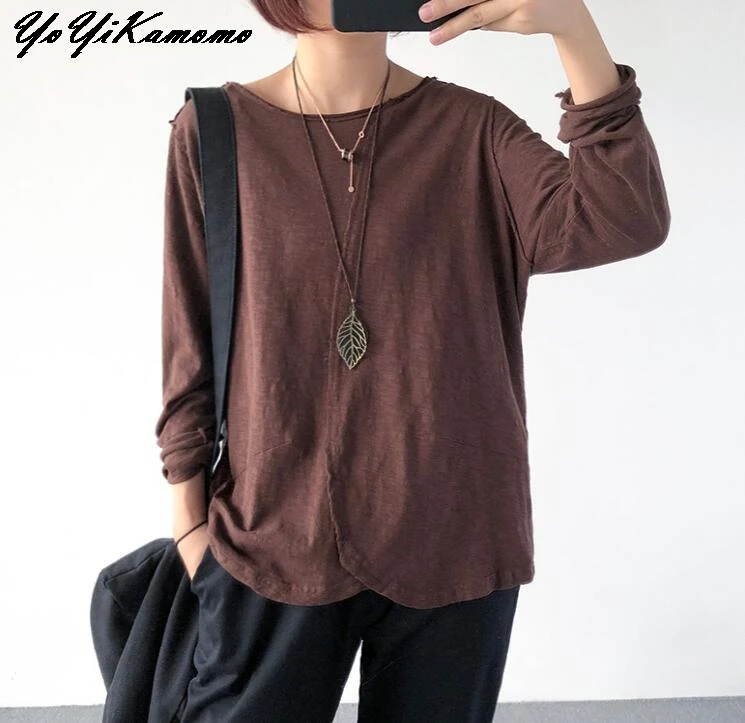 Women Cotton Ladies Tops 2018 Autumn Spring T Shirt Long Sleeve O Neck Bamboo Cotton Solid Color Loose Casual Women T shirt
Women Cotton Ladies Tops 2018 Autumn Spring T Shirt Long Sleeve O Neck Bamboo Cotton Solid Color Loose Casual Women T shirt