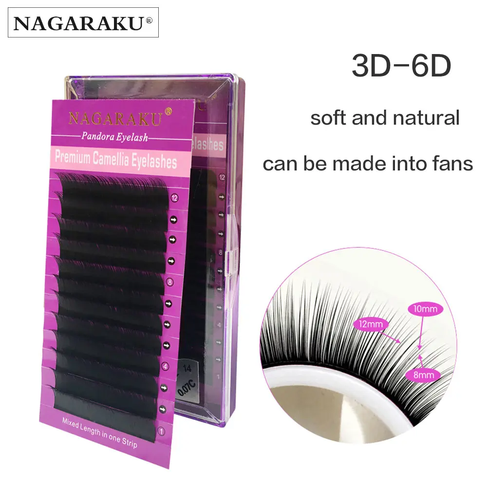 NAGARAKU 3D-6D 12 rows 0.07 Volume Eyelash Extensions Mixed Length in One Lash Strip Camellia Eyelash Become bunches Eyelashes
NAGARAKU 3D-6D 12 rows 0.07 Volume Eyelash Extensions Mixed Length in One Lash Strip Camellia Eyelash Become bunches Eyelashes