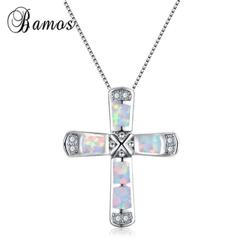 Bamos Classic Cross Necklaces & Pendants White/Blue Fire Opal Necklace For Women Valentine's Day Gift Silver Color Jewelry
Bamos Classic Cross Necklaces & Pendants White/Blue Fire Opal Necklace For Women Valentine's Day Gift Silver Color Jewelry