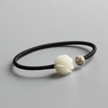 White Bodhi Seed Carved Lotus Flower Charms Bracelets Handmade Black Rope Lucky Bracelets Women bangle Zen Buddhism Jewelry Gift
White Bodhi Seed Carved Lotus Flower Charms Bracelets Handmade Black Rope Lucky Bracelets Women bangle Zen Buddhism Jewelry Gift