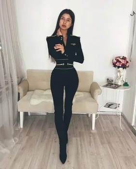 High Quality Sexy Women Black Long Sleeve V-neck Bodycon Jumpsuit Evening Party Rayon Bandage Jumpsuit
High Quality Sexy Women Black Long Sleeve V-neck Bodycon Jumpsuit Evening Party Rayon Bandage Jumpsuit
