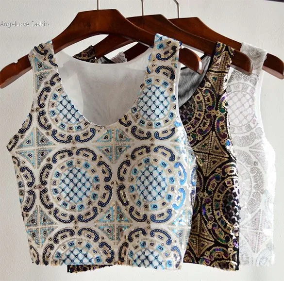 Summer Style Women Tops Fashion Sexy Women's Sleeveless Sequin O-neck Crop Tops Tank Tops
Summer Style Women Tops Fashion Sexy Women's Sleeveless Sequin O-neck Crop Tops Tank Tops